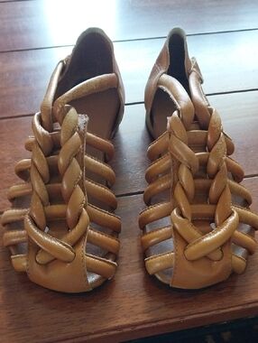 Handmade Braided Honey Leather Cage Sandals